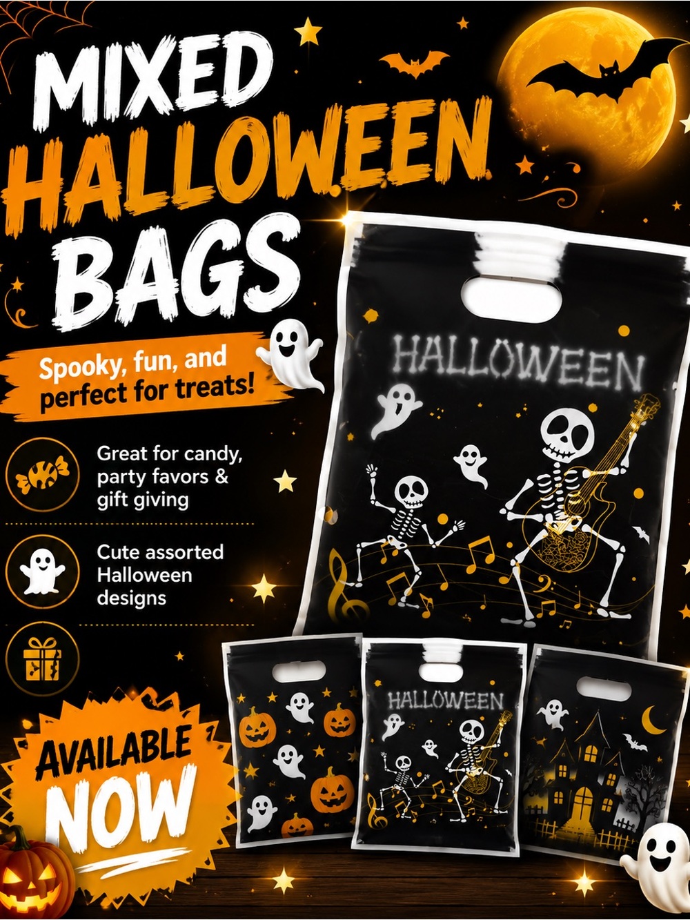 Halloween Mixed Treat Bags - Black & Orange Assortment